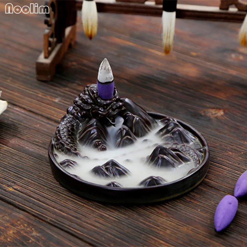 Керамическая насадка для благовоний водопад черного дракона буддийский кадило