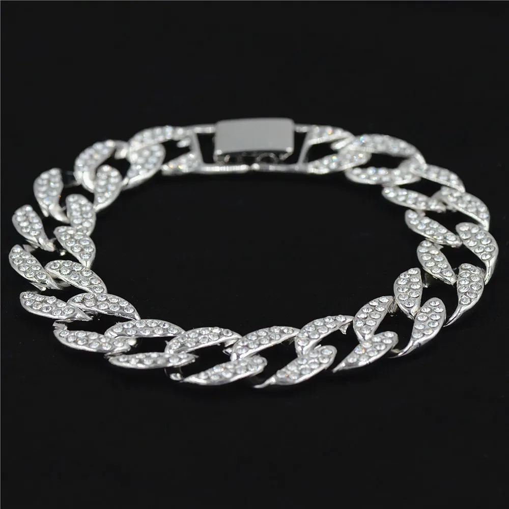 Золотой полностью Iced Out хип-хоп CZ браслет мужской Miami кубинский роскошный
