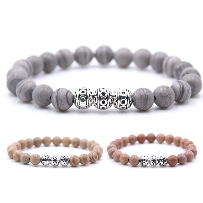 8 мм бусы из натурального камня браслет Для мужчин сплав шарики с бисером