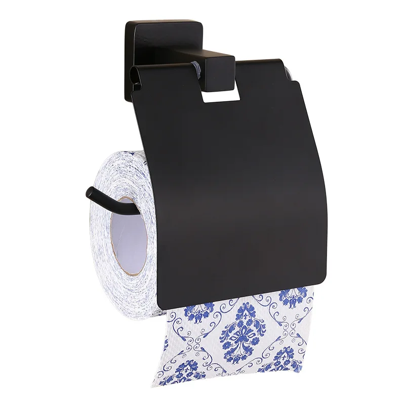 paper holder Набор аксессуаров для ванной из нержавеющей стали, черный набор для ванной, вешалка для полотенец, туалетная бумага, держатель полотенец, крючки - Цвет: paper holder