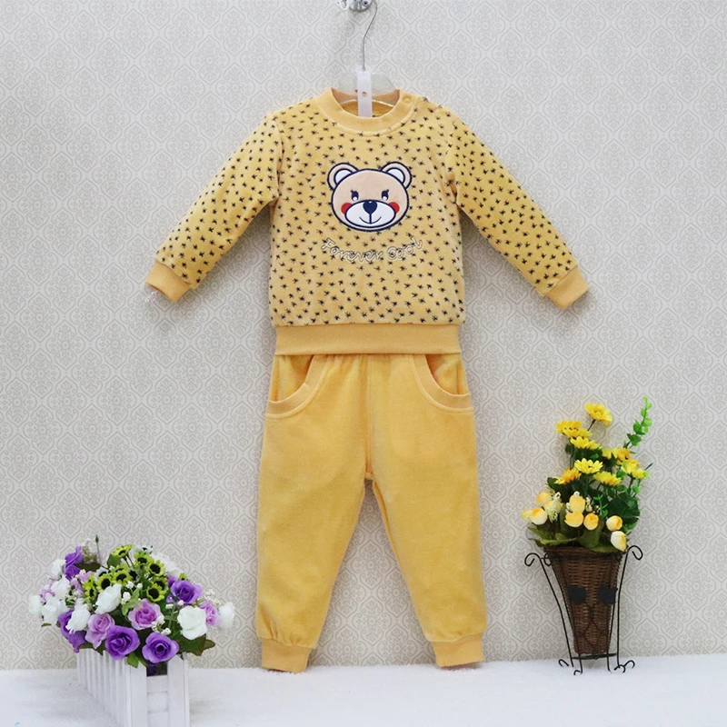 

Little Q Velour Sports Children's Clothes set Baby Causal Long Sleeve Blouse+Long Pants 2pcs/set Clothing sets Kids Sleepwear