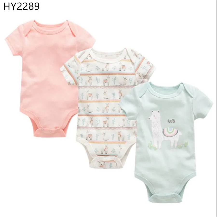 HY2289 Kavkas/комплект из 3 предметов, 6 предметов, боди для маленьких мальчиков, комбинезоны с коротким рукавом, летние комбинезоны для маленьких девочек, для новорожденных, Детская Хлопковая одежда с рисунком - Цвет: HY2289