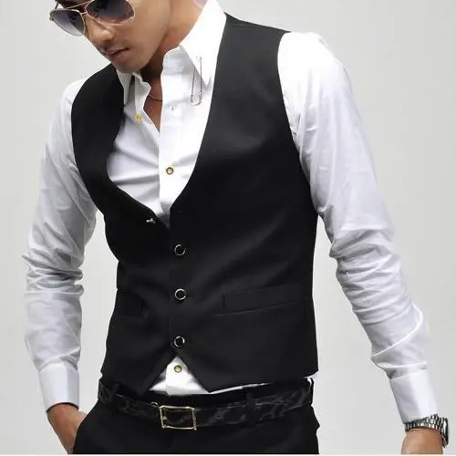 Formal Dress Suit Vests for Men Plus Size 3XL Slim Fit Mens Vest Casual Business Waistcoat Men's Gilet Colete Masculino | Мужская