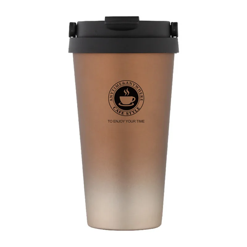 Coffee UPORS 500 мл креативная кофейная кружка 304 из нержавеющей стали с двойными стенками с вакуумной изоляцией кружка для путешествий стакан с широким горлом чайная чашка с крышкой - Цвет: Coffee