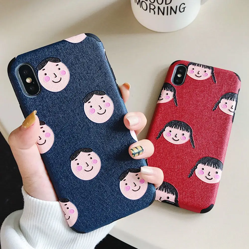 

Soft TPU Case Couples Cover For iphone XR Xs MAX X XS 7 8 Plus Cases Embossed TPU Phone Cover For iphone 6 6s Plus Cute Case
