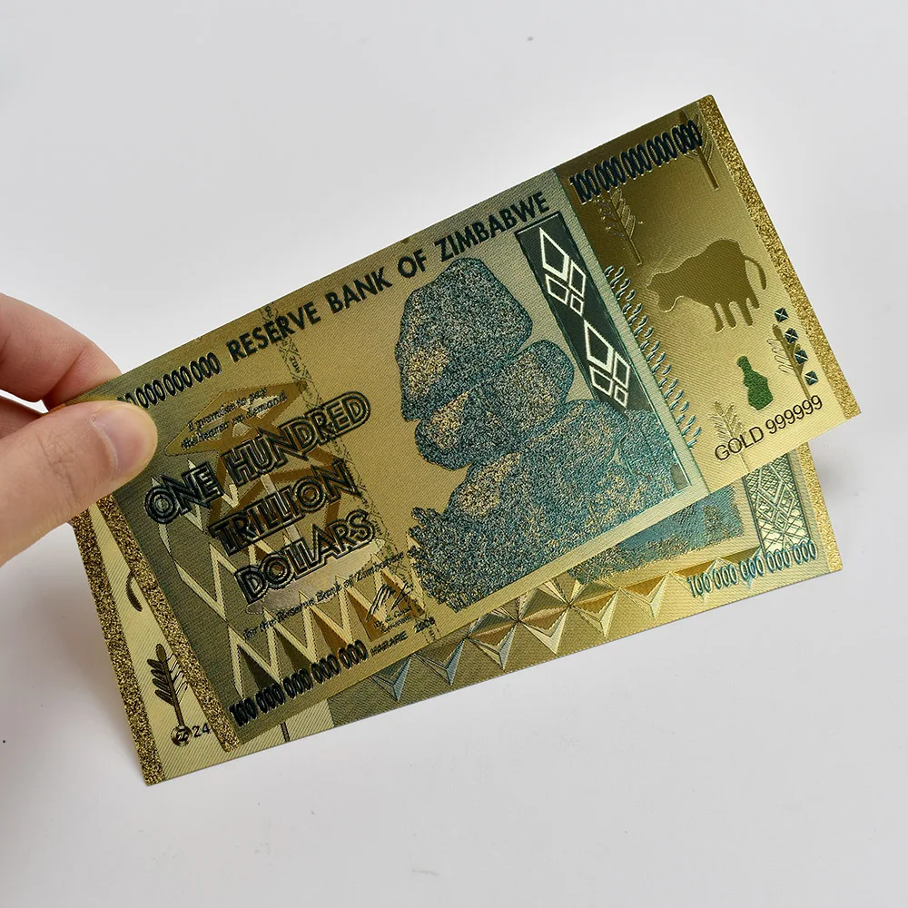 2019 рекламный подарок Зимбабве 1 сто триллион долларов Золотая банкнота 24K фольга