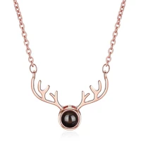 925 sterling silver necklace for women jewelry charm projection i love you elk antler pendant lady valentines day accessories