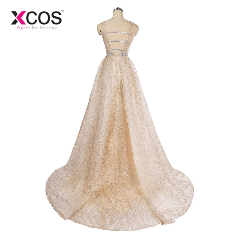 Real Photos Tulle Crystal Bling Champagne Color Party Occasion Formal Long Evening Dress 2018 Robe De Soiree | Свадьбы и торжества