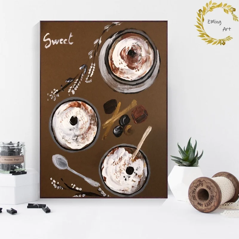 Винтажный Ретро кофе и десерт макарон латте печенье шоколад кафе бары постер
