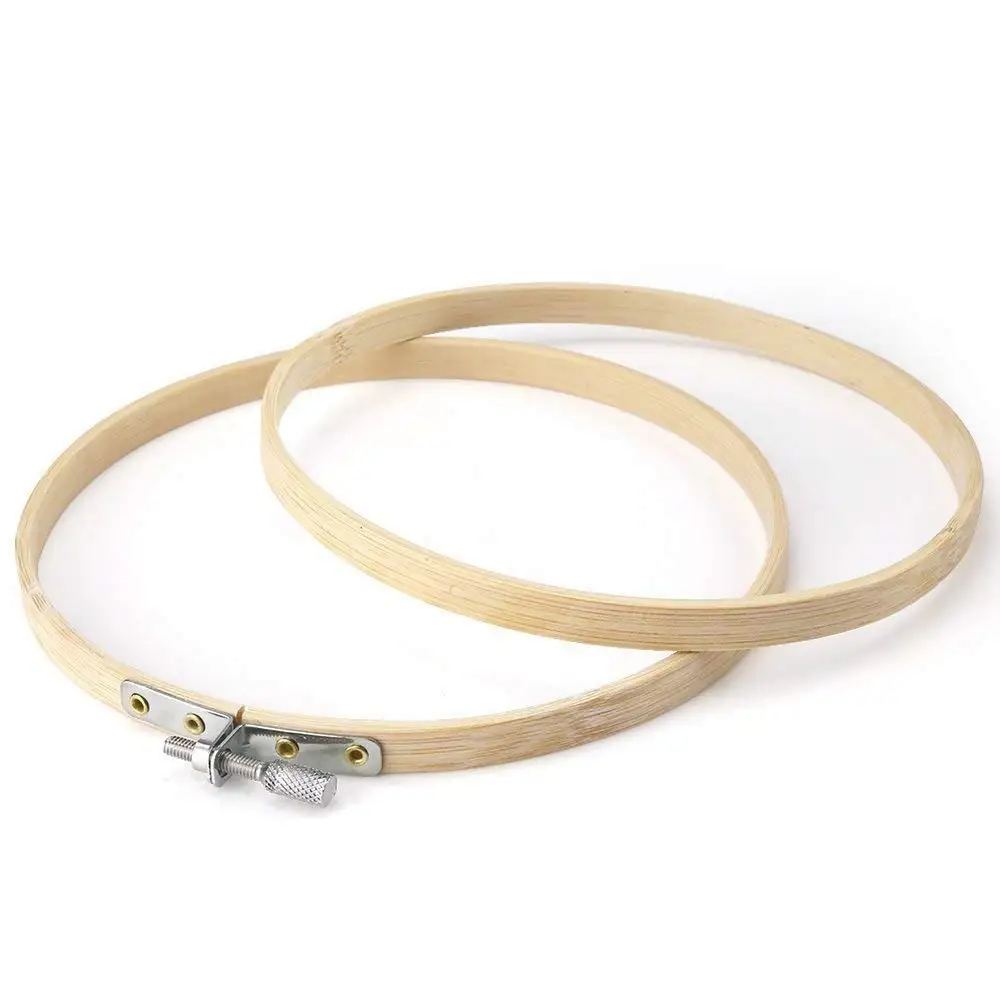 12Pcs Bamboo Cross Stitch Hoops Round Embroidery Hoops Adjustable Bamboo Circle Cross Stitch Hoop Wooden Embroidery Circle Set
