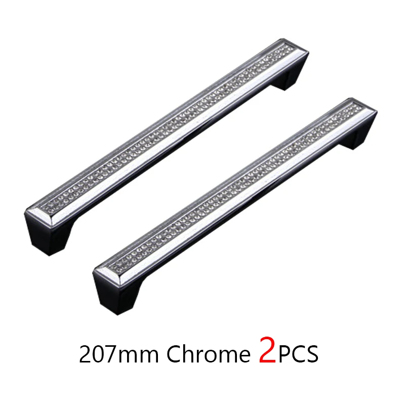 207mm Chrome 2PCS Роскошный ящик для шкафа ручки Шкаф Дверь тянуть Чешский кристалл 24 К золото или хром мебель ручка 22-01 - Цвет: 207mm Chrome 2PCS