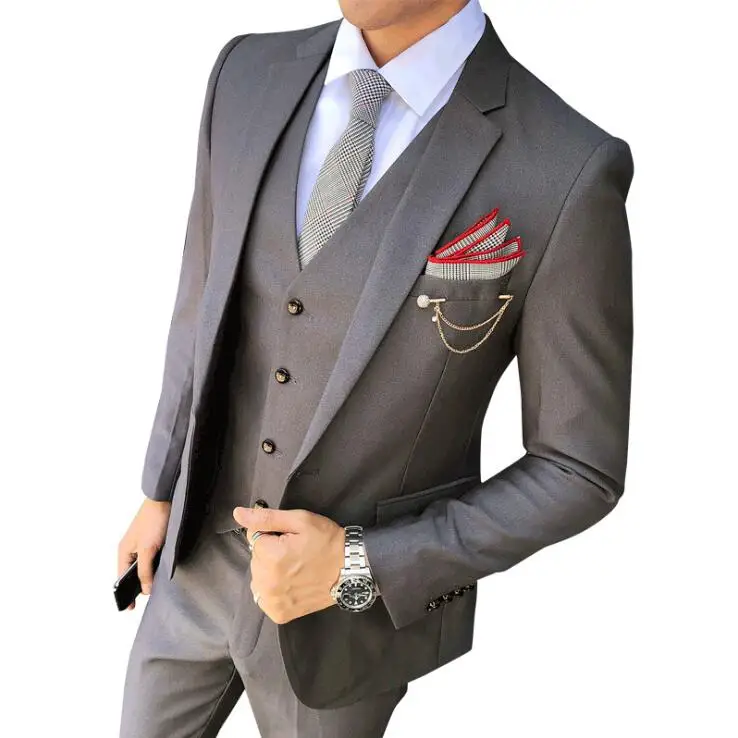 

2019 New High Quality Jacket Pants Vest Men 3 Piece Formal Business Wedding Men's Dress Suits Slim Fit Groom Wedding Tuxedo