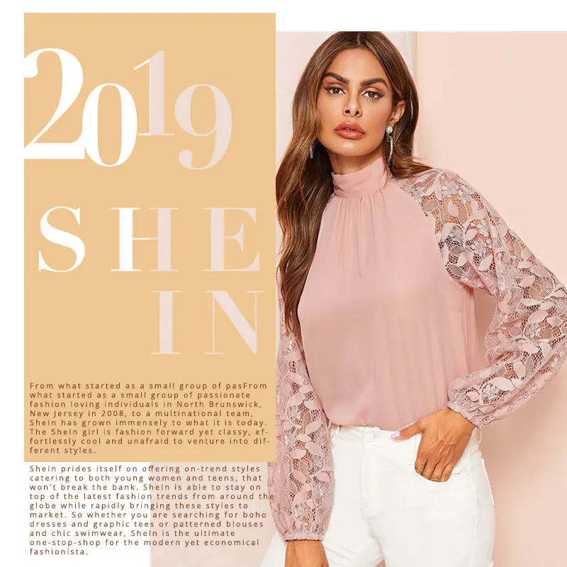 SHEIN Нарядная Блузка С Прозрачными Рукавами, Блузка С Ажурными Прозрачными Рукавами