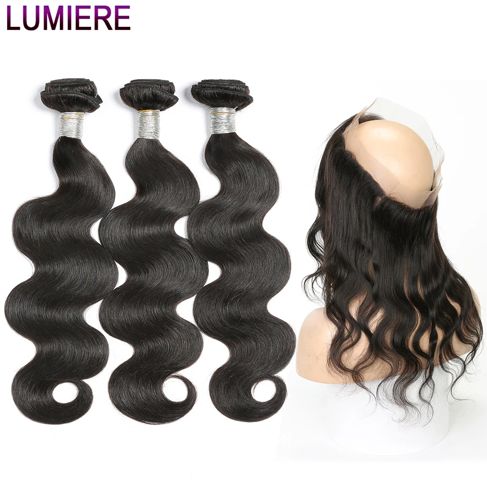 Lumiere волосы перуанские не Remy человеческие 3 пряди с 360 фронтальным естественным