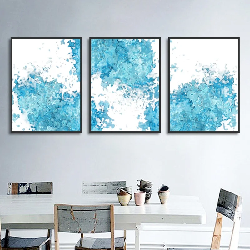 Красивая художественная картина с голубыми цветами мечты Скандинавская Картина