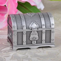 20pcs vintage treasure chest box fashion metal jewelry ring necklace case trinket gift alloy box with lock gift za4655