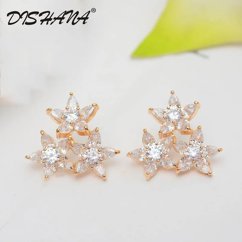 Новинка 2016 модные украшения для женщин серьги гвоздики с тремя цветами женские