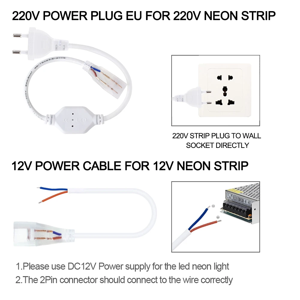 220 в 12 В светодиодная неоновая трубка 2835 SMD 1 м/5 м/10 м гибкая лента
