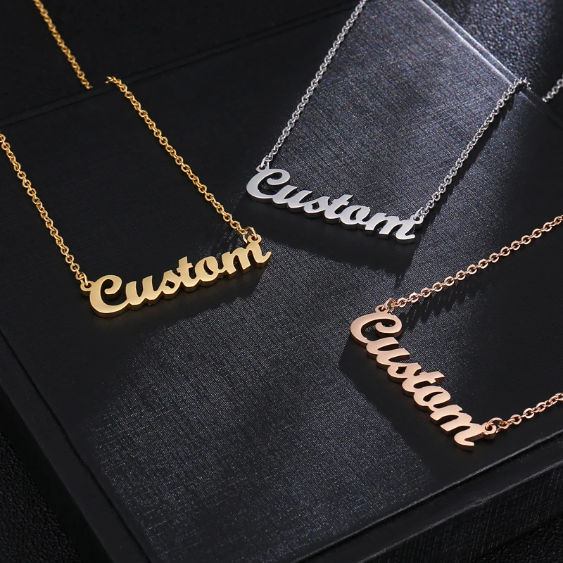Romantic Gift Stainless Steel Custom Personalized Name Choker Gold Color Handwriting Pendant Customized Necklace Jewelry | Украшения и