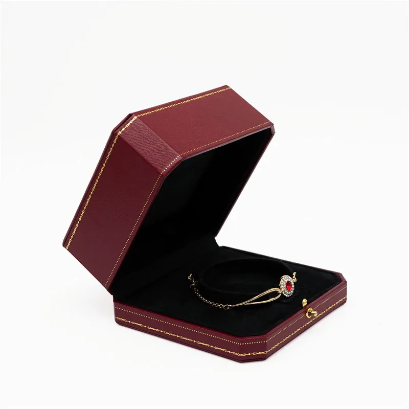 Bracelet box Восьмиугольная кожаная бумажная красная коробка для ювелирных изделий и упаковка коробка для ювелирных украшений коробка для свадебного кольца кулон браслет коробка для часов - Цвет: Bracelet box