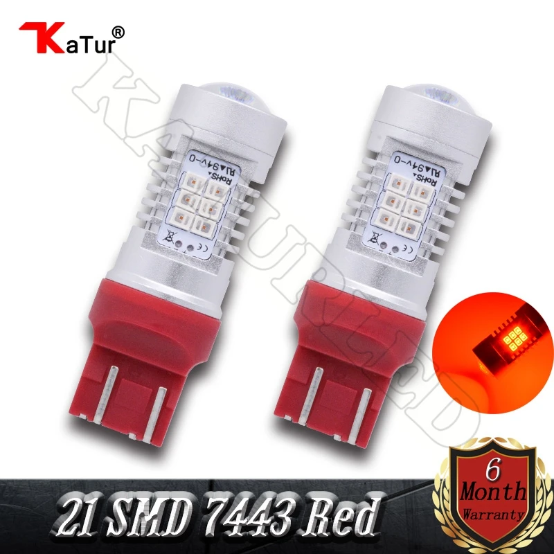 2x T20 7443 580 Высокая мощность 80 Вт Чрезвычайно яркий 21 SMD 2835 чипы W21/5 светодиодный
