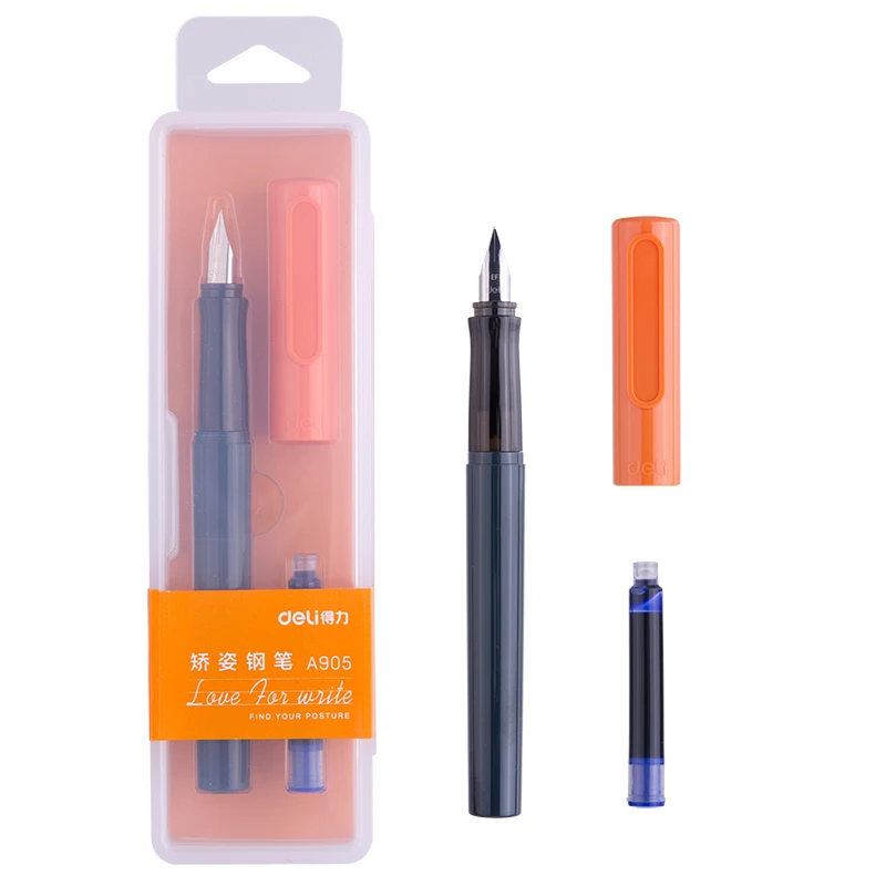 

Deli EF Fountain Pen 0.38mm Erasable Blue Student Writing Pen Posture Correction Office Office Business Fountain Pens Stationery