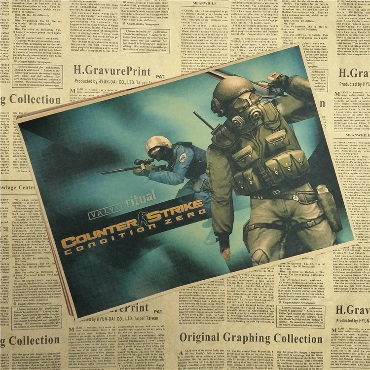 Плакат из игры Counter-Strike CS анти-ужас Элитная Ретро картина коричневой бумаги