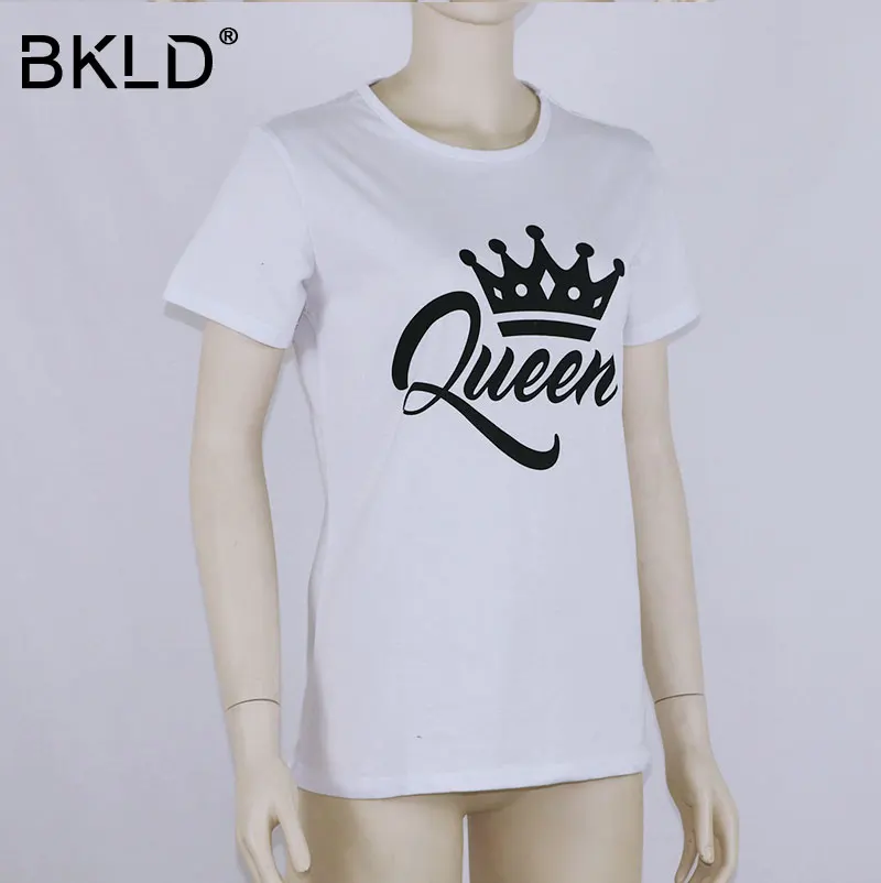 BKLD 2018 г. футболка с коротким рукавом и круглым вырезом надписью King Queen забавный