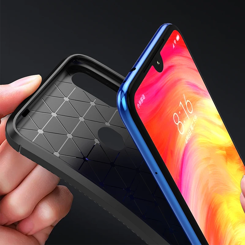 Phone Cases For Xiaomi Redmi 7 Case Carbon Fiber Soft Silicone Anti-Knock Protective Back Cover Redmi7 |