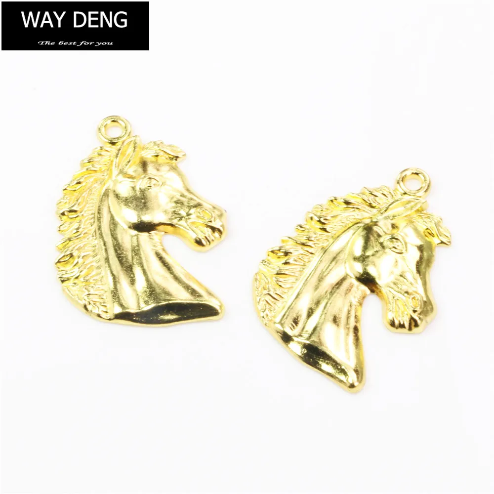 Упаковка из 6 золотых шармов для головы лошади DIY ювелирное изделие Ожерелье