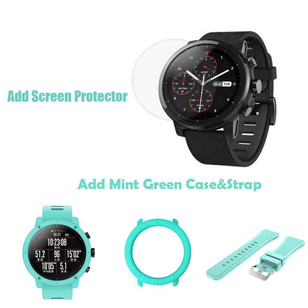 add mint green strap Amazfit умные часы Amazfit Stratos водонепроницаемые напоминания о звонках Bluetooth Музыка gps Поддержка 11 спортивных режимов 5ATM - Цвет: add mint green strap