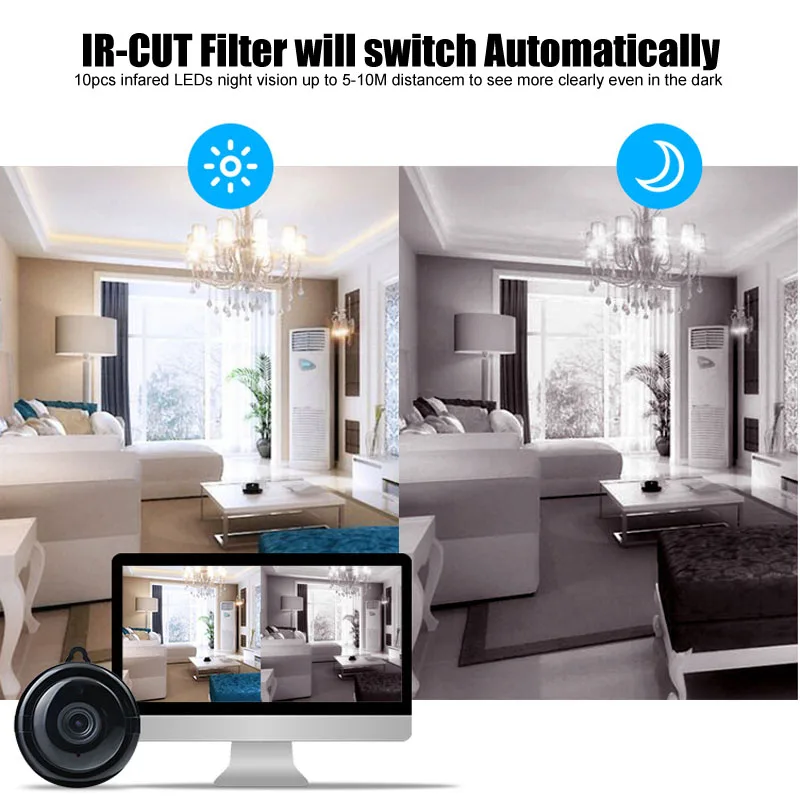GCCAC IP камера WiFi HD 720P Домашняя безопасность беспроводная Wi-Fi ночного видения IPCam