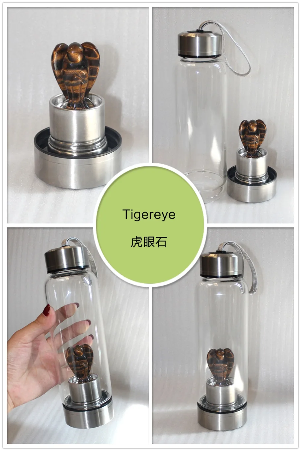 Натуральный кварц драгоценный камень кристалл стекло эликсир бутылка для воды точка ручной резной 2 дюйма Ангел здоровый Кубок кристалл палочка подарки
