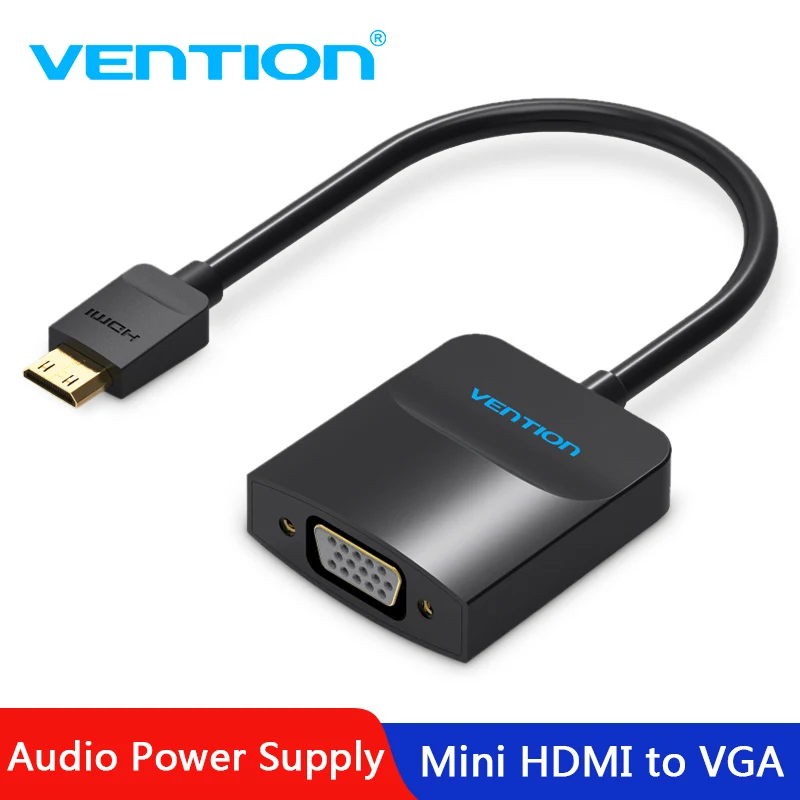 Vention Mini HDMI в VGA конвертер HDMI VGA 1080P видео адаптер позолоченный с 3,5 мм аудио разъем для камеры DV планшеты HDTV