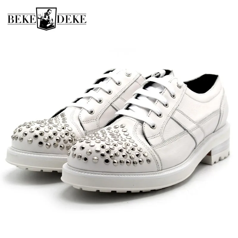 Новинка роскошные мужские туфли ручной работы белые из натуральной кожи на