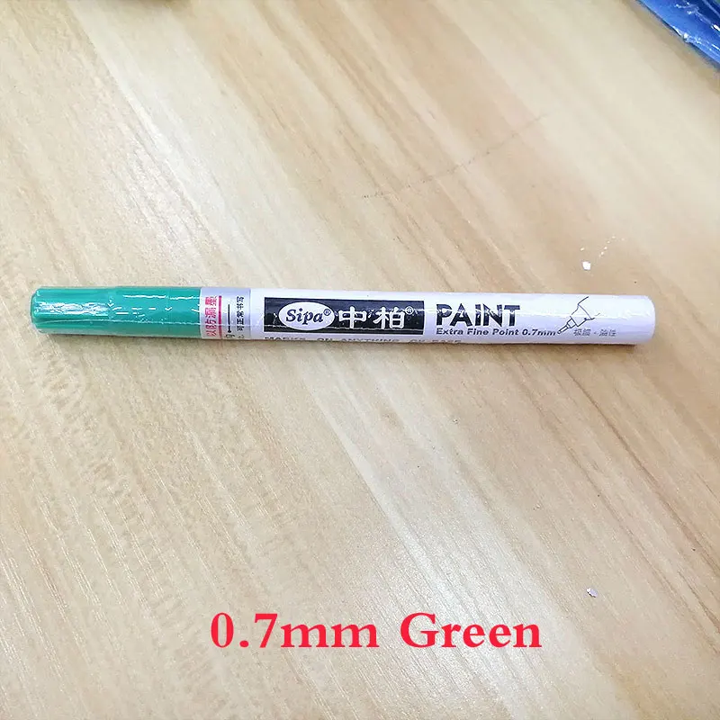 0.7mm green 14 цветов водонепроницаемая заплатка для автомобильной покрышки протектора CD металлическая Перманентная краска Марка Граффити масляная Марка косметический карандаш цвет заполняющий художественная живопись stat - Цвет: 0.7mm green