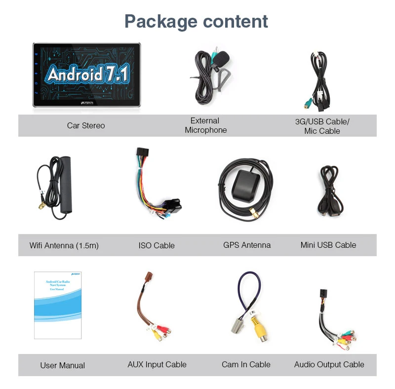 Pumpkin 2 Din 10 1 &quot&quot Android 7 универсальный автомобильный радиоприемник без dvd плеера GPS
