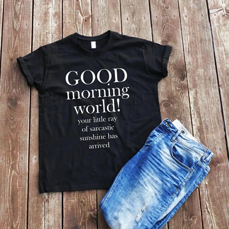 EnjoytheSpirit женская футболка Good Morning World футболка унисекс для взрослых забавные поговорки саркастический с принтом с цитатой футболка Летняя мода