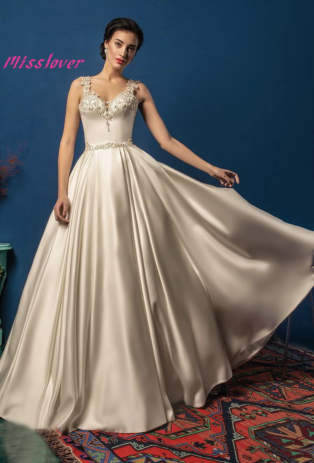 Роскошные Цветы Кружева Vestido De Noiva A-Line невесты свадебное платье Новое пикантное свадебное платье с v-образным вырезом на спине Robe de mariee