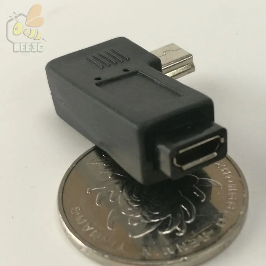 USB Micro 5Pin Female to Mini Mini5Pin Male адаптер с углом 90 градусов и левым правым адаптером 100 шт.