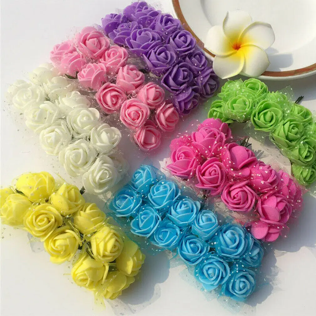 144 шт./пакет мини пенопластовая Роза искусственные цветочные головки декор для