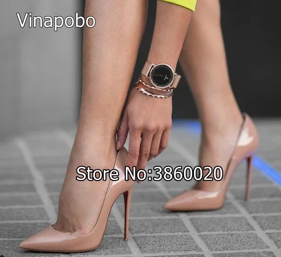 Vinapobo/ г. Новые модные женские туфли-лодочки на высоком каблуке Классические пикантные свадебные туфли на тонком каблуке, белого, красного, бежевого цвета, большие размеры 34-43
