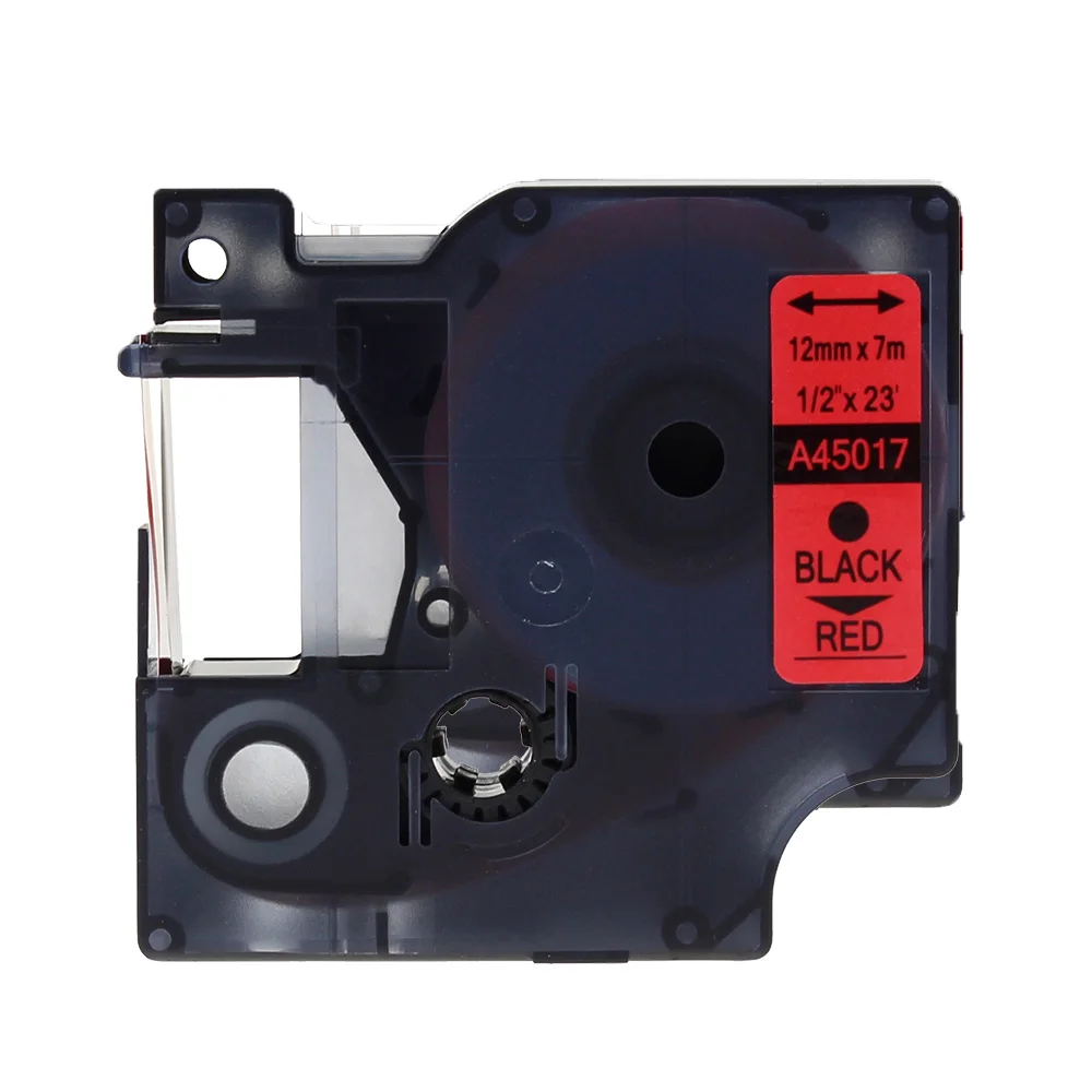 Black On Red Смешанный цвет совместимый с DYMO D1 ленты этикеток 45013 45010 45014 12 мм черный на белом принтере ленты для производитель этикеток 280 210D 420P - Цвет: Black On Red
