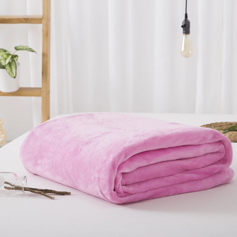 Однотонное Фланелевое фланелевое одеяло кораллового флиса для детей взрослых