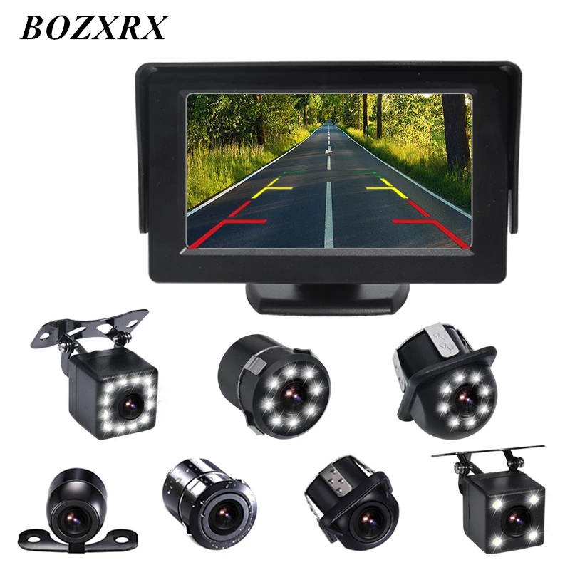 BOZXRX 4 3 дюймов Автомобильный HD монитор с ночным видением камера заднего вида