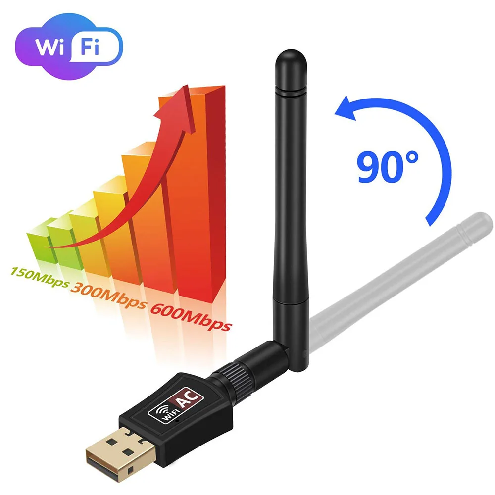 AC 600M более быстрый беспроводной wifi USB адаптер двухдиапазонный беспроводной USB ключ антенна сетевой адаптер для планшета ноутбука Destop PC