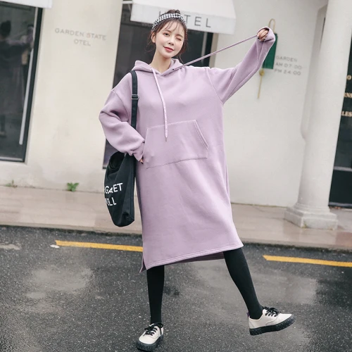 Уличная одежда хлопковые свободные длинные однотонные пуловеры толстовка