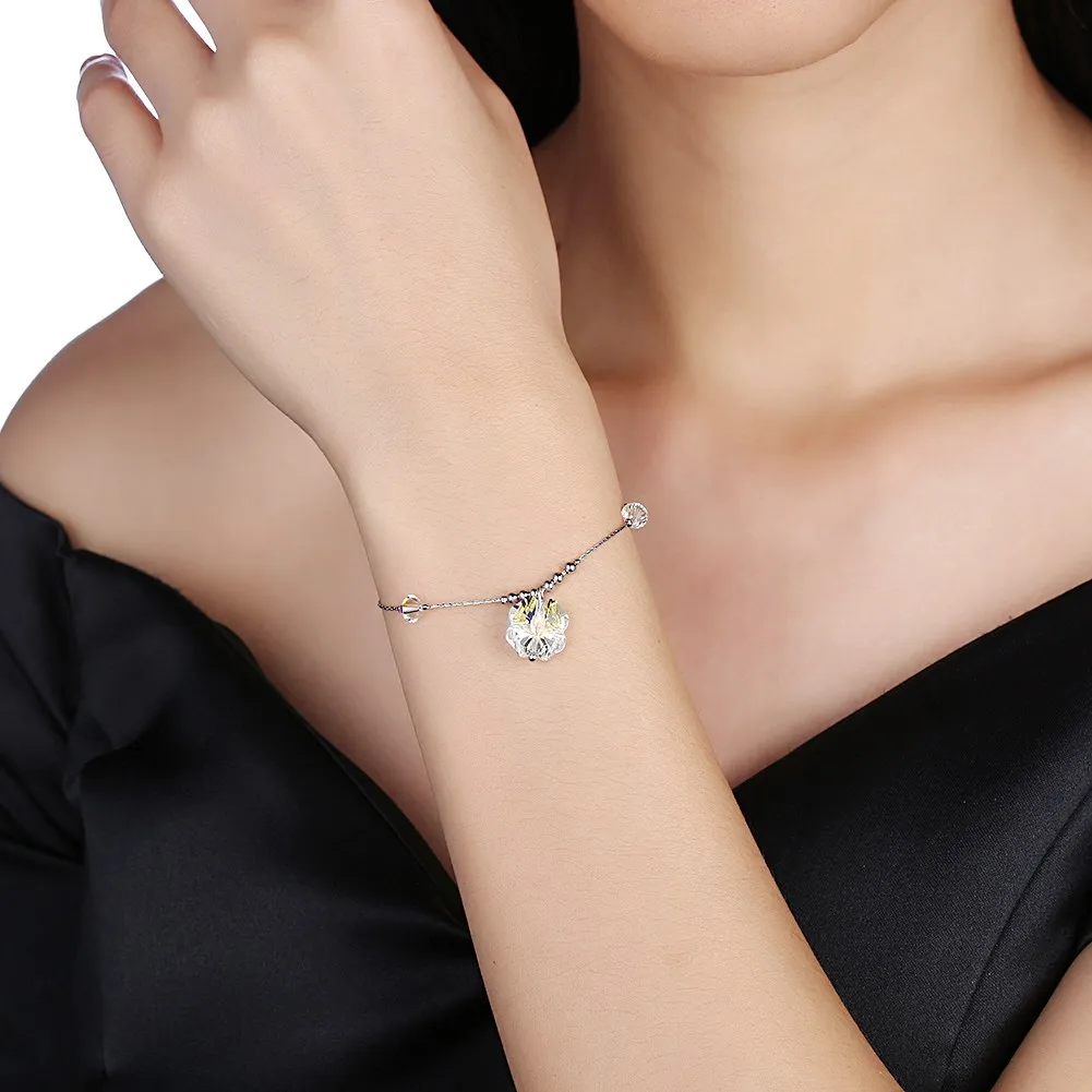 LEKANI кристаллами от Swarovski просто три прозрачного хрусталя серебряные браслеты для
