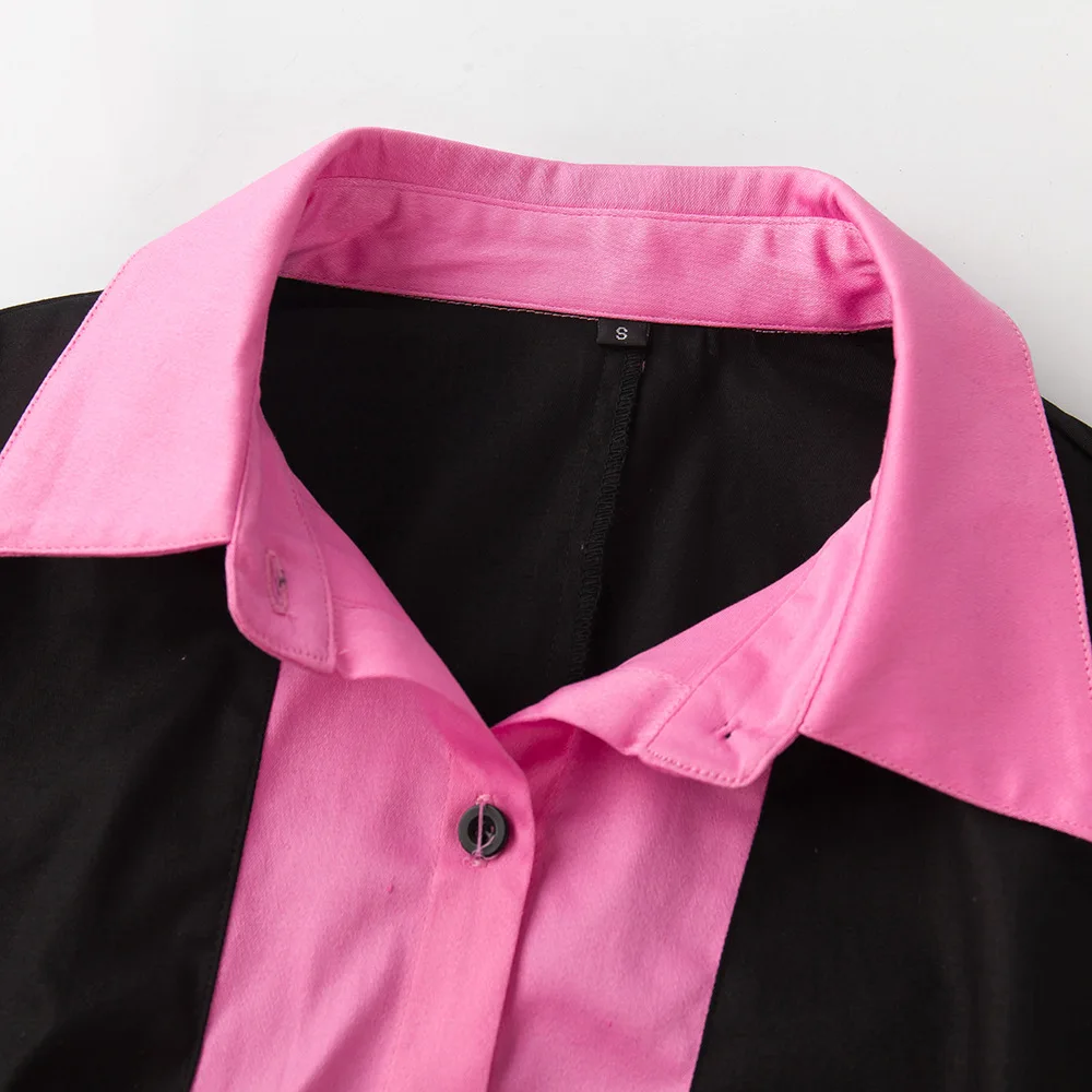 2018 модные Повседневная обувь Для женщин рубашка Turn Подпушка воротник Blusas Femininas