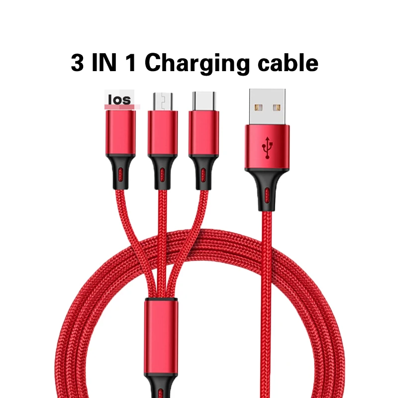 3 в 1 USB кабель для IPhone XS Max XR X 8 7 6 S зарядное устройство Micro 2 usb type C мобильного